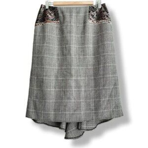 HARVE BENARD 100% Wool Glen Check Plaid Midi Skirt Sz 10